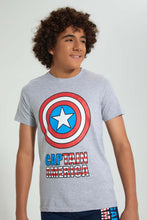 تنزيل الصورة على معرض الصور، Redtag-Grey-Captain-America-Night-Suit-Pyjama-Sets-Senior-Boys-9 to 14 Years
