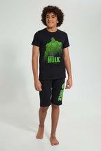 تنزيل الصورة على معرض الصور، Redtag-Black-Hulk-Night-Suit-Pyjama-Sets-Senior-Boys-9 to 14 Years
