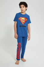 تنزيل الصورة على معرض الصور، Redtag-Blue-Superman-Night-Suit-Pyjama-Sets-Senior-Boys-9 to 14 Years
