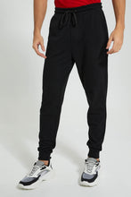 Load image into Gallery viewer, Redtag-Black-Pique-Jog-Pant-Joggers-Men&#39;s-
