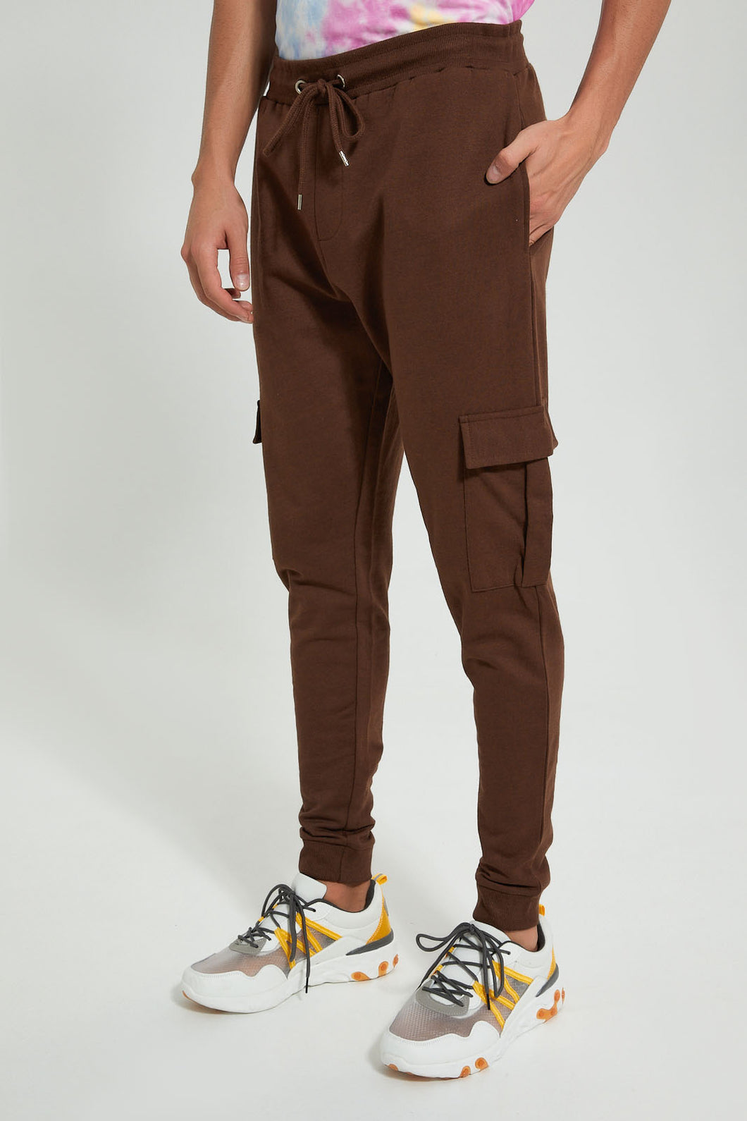 Redtag-Brown-Cargo-Pocket-Jogger-Joggers-Men's-