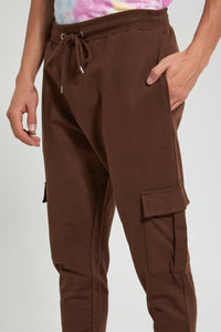 Redtag-Brown-Cargo-Pocket-Jogger-Joggers-Men's-