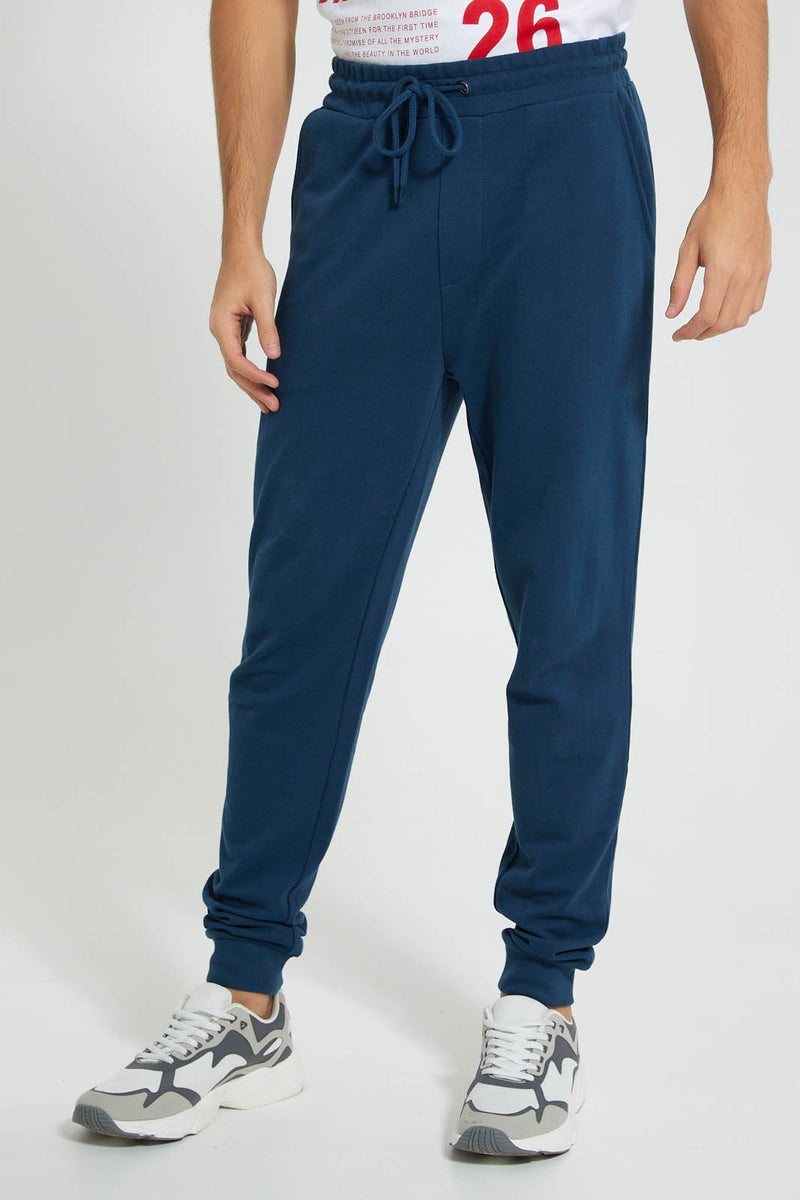 Redtag-Navy-Pique-Jog-Pant-Joggers-Men's-