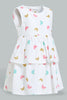 Redtag-White-Butterfly-Printed-Sleeveless-Layered-Dress-Dresses-Infant-Girls-3 to 24 Months