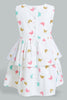 Redtag-White-Butterfly-Printed-Sleeveless-Layered-Dress-Dresses-Infant-Girls-3 to 24 Months