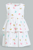 Redtag-White-Butterfly-Printed-Sleeveless-Layered-Dress-Dresses-Infant-Girls-3 to 24 Months