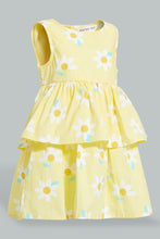 تنزيل الصورة على معرض الصور، Redtag-Yellow-Floral-Printed-Sleeveless-Layered-Dress-Dresses-Infant-Girls-3 to 24 Months
