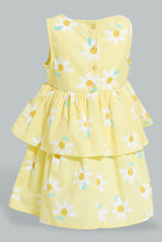 تنزيل الصورة على معرض الصور، Redtag-Yellow-Floral-Printed-Sleeveless-Layered-Dress-Dresses-Infant-Girls-3 to 24 Months
