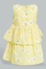 Redtag-Yellow-Floral-Printed-Sleeveless-Layered-Dress-Dresses-Infant-Girls-3 to 24 Months