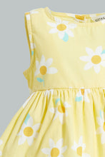 تنزيل الصورة على معرض الصور، Redtag-Yellow-Floral-Printed-Sleeveless-Layered-Dress-Dresses-Infant-Girls-3 to 24 Months

