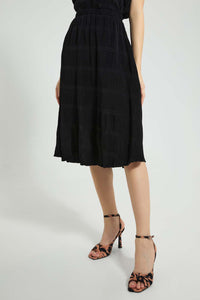 Redtag-Black-Pleated-Skirt-Skirts-Women's-