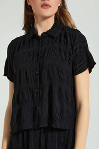 Redtag-Black-Textured-Top-Tops-Women's-