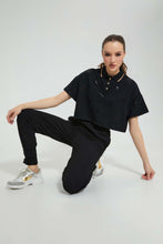 تنزيل الصورة على معرض الصور، Redtag-Black-Cropped-Polo-Tops-Women&#39;s-
