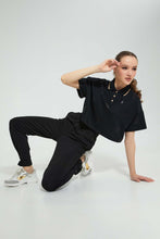 تنزيل الصورة على معرض الصور، Redtag-Black-Cropped-Polo-Tops-Women&#39;s-
