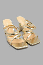 Load image into Gallery viewer, Redtag-Gold-Strappy-Sandal-Mules-Women&#39;s-
