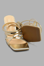 Load image into Gallery viewer, Redtag-Gold-Strappy-Sandal-Mules-Women&#39;s-
