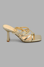 Load image into Gallery viewer, Redtag-Gold-Strappy-Sandal-Mules-Women&#39;s-
