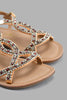 Redtag-Copper-Diamante-Festive-Look-Leather-Sandal-Casual-Sandals-Girls-3 to 5 Years