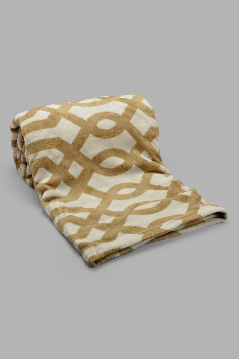 Redtag-Beige-Geometric-Print-Ultra-Soft-Blanket-(Double-Size)-Category:Blankets,-Colour:Beige,-Filter:Home-Bedroom,-HMW-BED-Blankets,-New-In,-New-In-HMW-BED,-Non-Sale,-S22C,-Section:Homewares-Home-Bedroom-