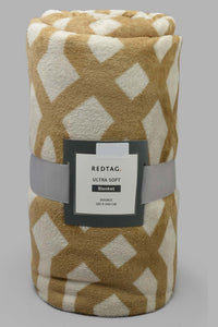 Redtag-Beige-Geometric-Print-Ultra-Soft-Blanket-(Double-Size)-Category:Blankets,-Colour:Beige,-Filter:Home-Bedroom,-HMW-BED-Blankets,-New-In,-New-In-HMW-BED,-Non-Sale,-S22C,-Section:Homewares-Home-Bedroom-