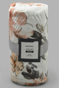 Redtag-Multicolour-Leaf-Print-Ultra-Soft-Blanket-(Double-Size)-Category:Blankets,-Colour:Multicolour,-Filter:Home-Bedroom,-HMW-BED-Blankets,-New-In,-New-In-HMW-BED,-Non-Sale,-S22C,-Section:Homewares-Home-Bedroom-