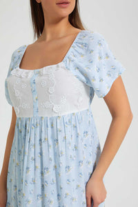 Redtag-Pale-Blue-Floral-Printed-Nightgown-Nightgowns-Women's-