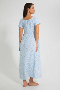 Redtag-Pale-Blue-Floral-Printed-Nightgown-Nightgowns-Women's-