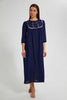 Redtag-Navy-Plain-Nightgown-With-Embroidery-Nightgowns-Women's-