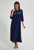 Redtag-Navy-Plain-Nightgown-With-Embroidery-Nightgowns-Women's-