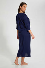 Load image into Gallery viewer, Redtag-Navy-Plain-Nightgown-With-Embroidery-Nightgowns-Women&#39;s-
