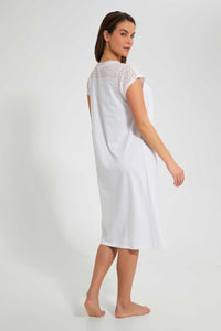 Redtag-Blush/White-Yarndyed-Stripe-Nightgown-Nightgowns-Women's-