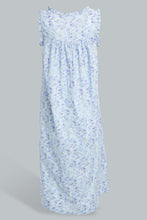 Load image into Gallery viewer, Redtag-Blue-Floral-Printed-Nightgown-Nightgowns-Women&#39;s-
