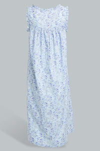 Redtag-Blue-Floral-Printed-Nightgown-Nightgowns-Women's-