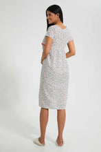 Load image into Gallery viewer, Ivory Floral Nightgown With Pom Pom
