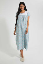 Load image into Gallery viewer, Redtag-Pale-Blue-Floral-Printed-Nightgown-Nightgowns-Women&#39;s-
