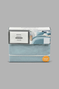 Redtag-Teal/Ivory-Reversible-2-Piece-Duvet-Cover-Set
-(Single-Size)-Duvet-Covers-Home-Bedroom-
