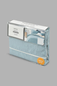 Redtag-Teal/Ivory-Reversible-2-Piece-Duvet-Cover-Set
-(Single-Size)-Duvet-Covers-Home-Bedroom-