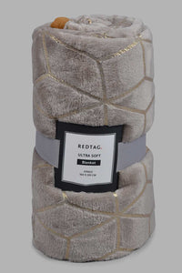 Redtag-Beige-Geometric-Foil-Printed-Blanket-(Single-Size)-Category:Blankets,-Colour:Beige,-Filter:Home-Bedroom,-HMW-BED-Blankets,-New-In,-New-In-HMW-BED,-Non-Sale,-S22B,-Section:Homewares-Home-Bedroom-