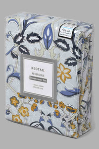 Redtag-Blue-Floral-Print-Reversible-3-Piece-Duvet-Cover-Set-(Double-Size)-Duvet-Covers-Home-Bedroom-