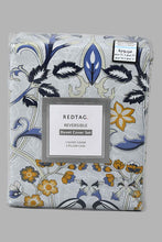 Load image into Gallery viewer, Redtag-Blue-Floral-Print-Reversible-3-Piece-Duvet-Cover-Set-(Double-Size)-Duvet-Covers-Home-Bedroom-
