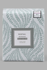 Redtag-Teal-Leaf-Print-Reversible-3-Piece-Duvet-Cover-Set-
(King-Size)-Duvet-Covers-Home-Bedroom-