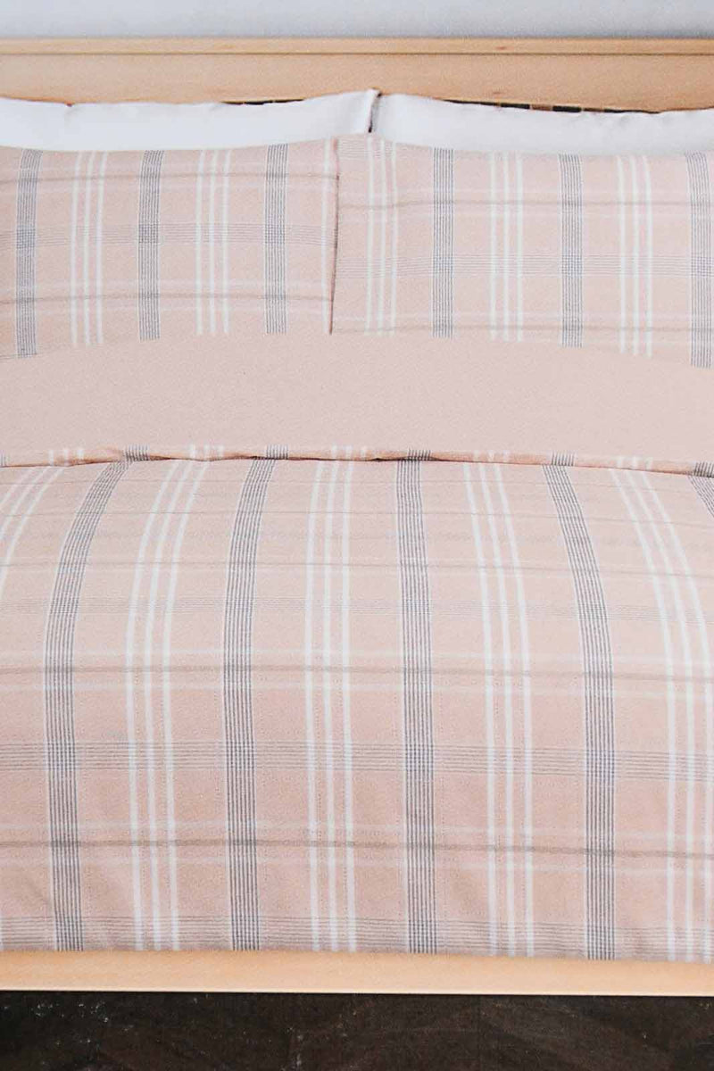 Redtag-Pink-Check-Print-Print-Reversible-3-Piece-Duvet-Cover-Set-(King-Size)-Duvet-Covers-Home-Bedroom-