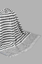 Load image into Gallery viewer, Redtag-Navy-Stripes-Throw-With-Tassel-Throws-Home-Bedroom-
