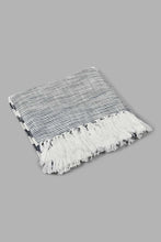 Load image into Gallery viewer, Redtag-Navy-Stripes-Throw-With-Tassel-Throws-Home-Bedroom-
