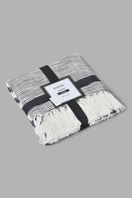 Load image into Gallery viewer, Redtag-Navy-Stripes-Throw-With-Tassel-Throws-Home-Bedroom-
