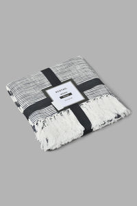 Redtag-Navy-Stripes-Throw-With-Tassel-Throws-Home-Bedroom-