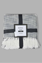 Load image into Gallery viewer, Redtag-Navy-Stripes-Throw-With-Tassel-Throws-Home-Bedroom-
