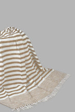 تنزيل الصورة على معرض الصور، Redtag-Beige-Stripes-Throw-With-Tassel-Throws-Home-Bedroom-
