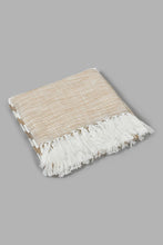 تنزيل الصورة على معرض الصور، Redtag-Beige-Stripes-Throw-With-Tassel-Throws-Home-Bedroom-
