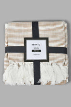 تنزيل الصورة على معرض الصور، Redtag-Beige-Stripes-Throw-With-Tassel-Throws-Home-Bedroom-
